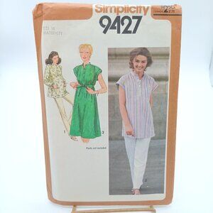 Simplicity 9427 Vintage Sewing Pattern Maternity Pullover Dress & Top Size 16